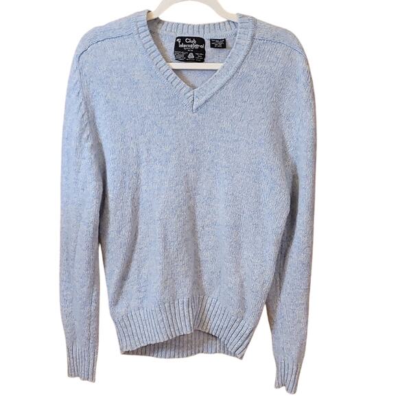 Vintage Club International Light Blue Pure Wool Sweater Size Medium Unisex - Picture 1 of 11